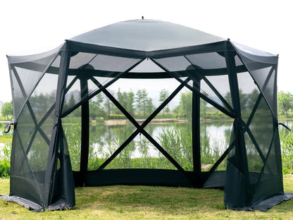 EVER ADVANCED Pop Up Gazebo Screen House Tent for Camping 11.5 ft for 8-10 Person Instant Canopy Shelter with Netting Portable for Outdoor, Backyard - WoodArtSupply