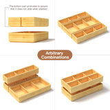 Bamboo Drawer Organizer 12.5'' X 12.5'' X 2'', Adjustable 3 Individual Junk Drawer organizer for Bathroom and Kitchen, Wood Drawer Organier Boxes for Jewellery, Make up and Tea Bag DUJEN