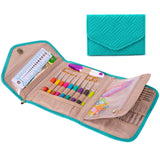 MYBAGZING Crochet Hook Case Empty - Foldable Crochet Hook Organizer - Crochet Hook Holder for Knitting & Crochet Supplies - Knitting Accessories, Teal MYBAGZING