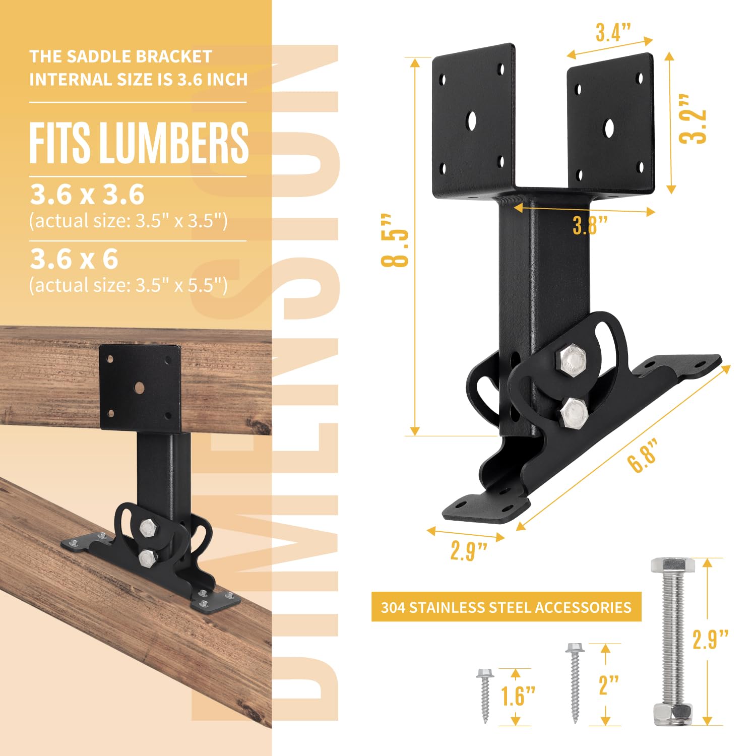 Heavy Duty Roof Riser Brackets Kit, Adjustable Roof Riser Beam Mount Brackets for Roof Pergola Gazebo (Black - Set 2) - WoodArtSupply