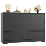 FACBOTALL Dresser for Bedroom, Modern White Dresser, Wood Chest of Drawers Nursery Dresser with Storage, 7 Drawer Double Dresser with Handle Free, Large Storage Dresser Organizer for Living Room,Black FACBOTALL