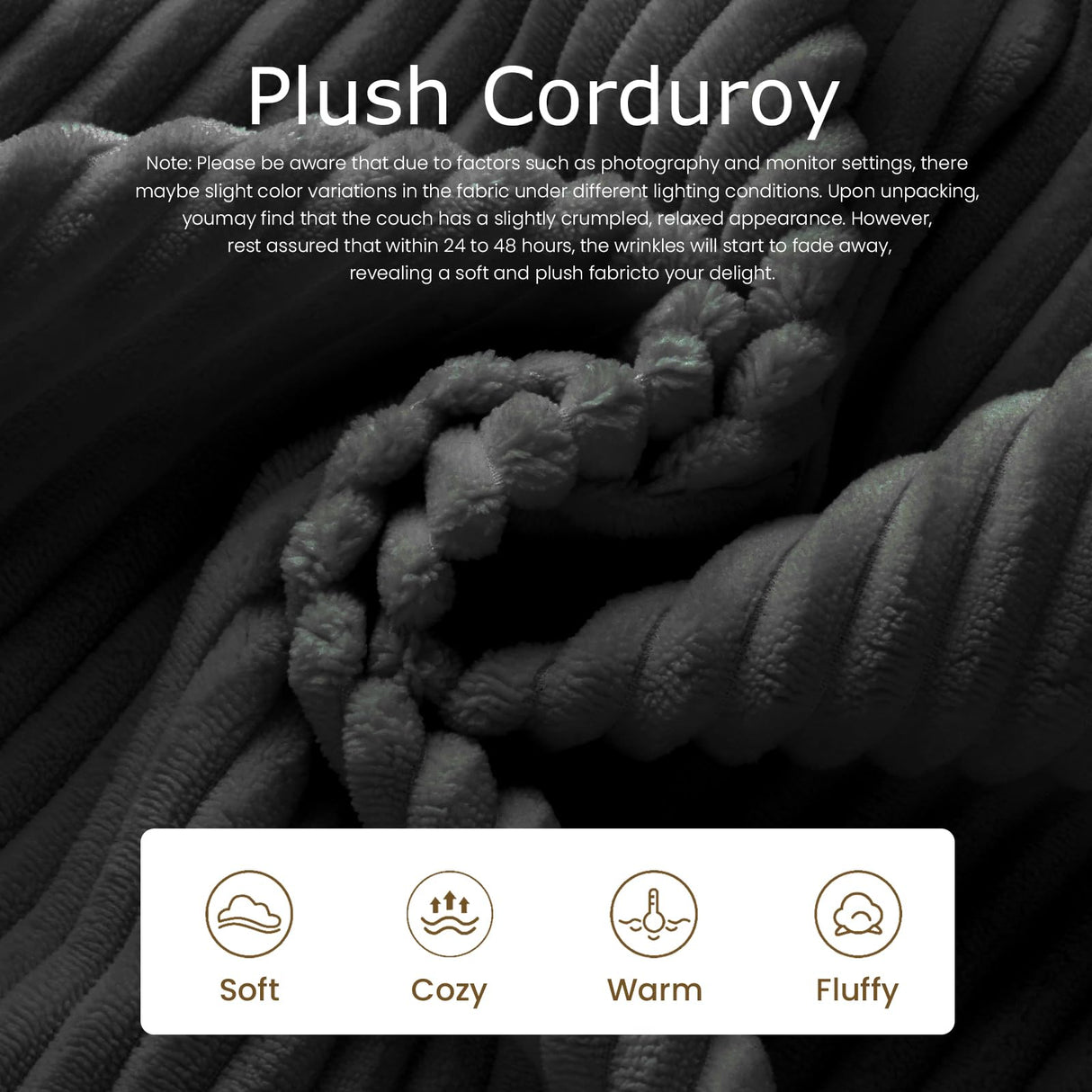 104" Cloud Couch Sectional, U Shaped Boneless Couches for Living Room, Corduroy Modern Modular Sectional Sofa, No Assembly Required (Grey, U-Shaped) cidludto