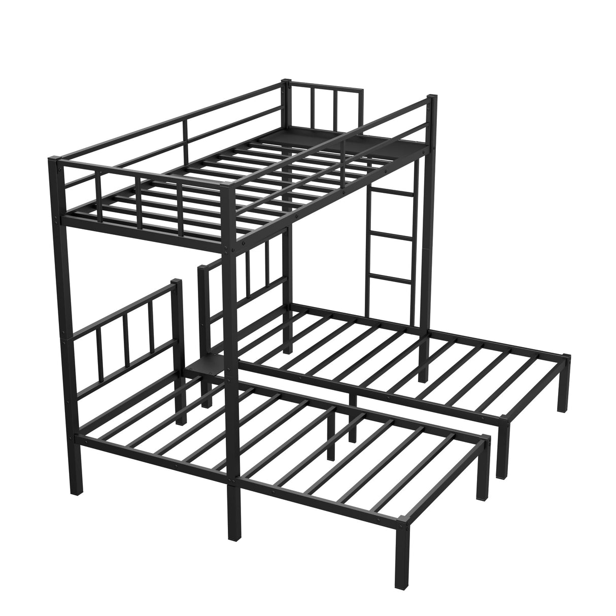 Twin Over Twin Over Twin Triple Bunk Bed for Kids,3 Bed Bunk Beds for 3,Metal Triple Bunk Beds with Built-in Desk,Separates Into 3 Twin Beds,Noise Reduced Structure,Black Bellemave