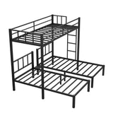 Twin Over Twin Over Twin Triple Bunk Bed for Kids,3 Bed Bunk Beds for 3,Metal Triple Bunk Beds with Built-in Desk,Separates Into 3 Twin Beds,Noise Reduced Structure,Black Bellemave