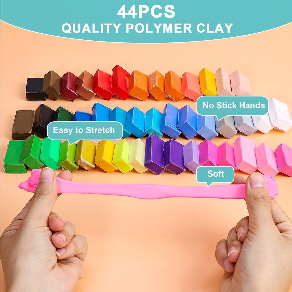 Caydo 177 PCS Polymer Clay Earring Kit with 3-Layer Storage Box, 44 Color Clays, 24 Earring Cutters and Accessories, Instructions Included Caydo