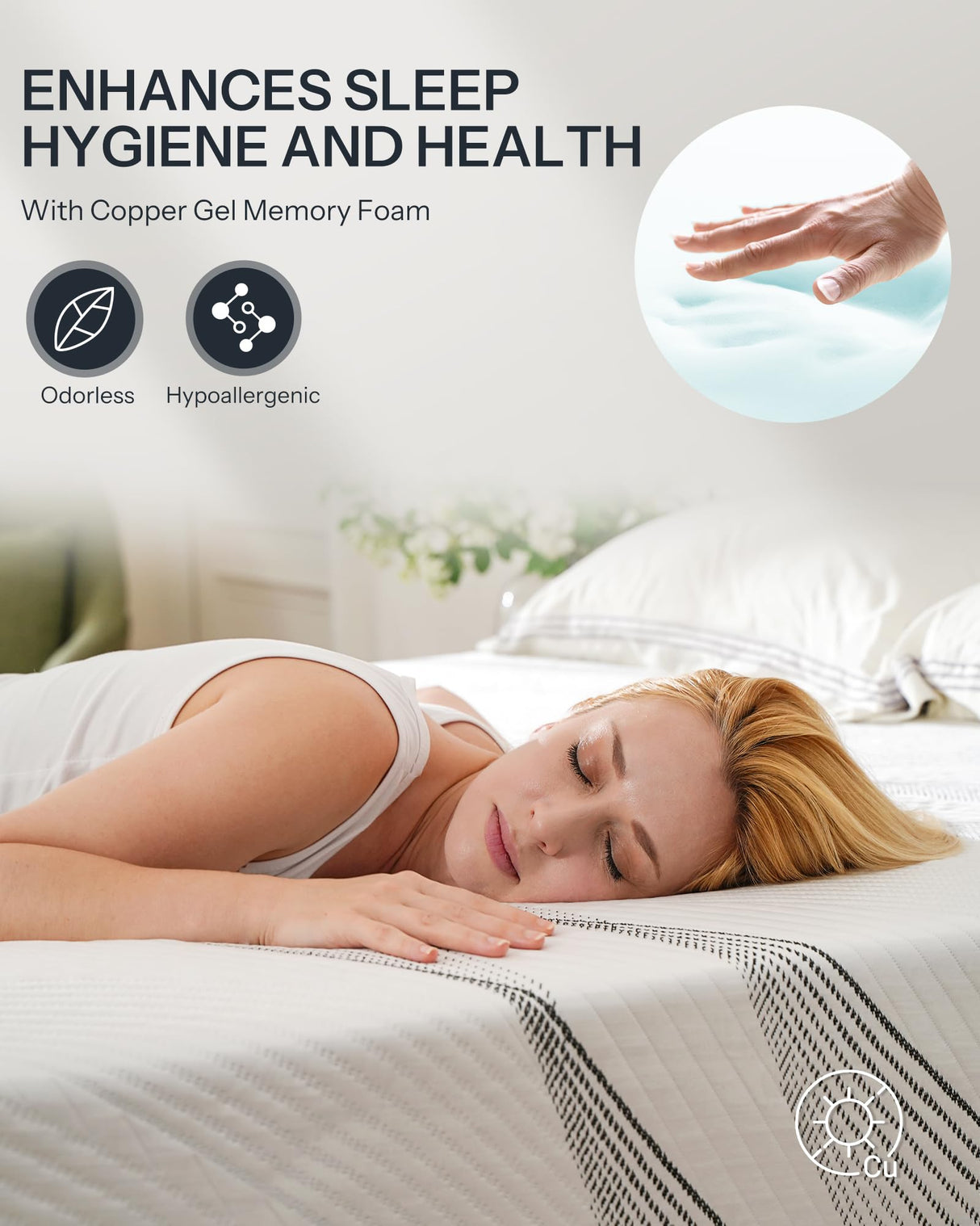 Life Balance Hybrid Twin Mattress 12 Inch, Made in USA, Medium, Individual Pocket Coils & Copper Gel Memory Foam， Hypoallergenic & Odorless, Motion Isolation & Pressure Relief, Mattress in a Box Life Balance