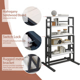 RELAHOGAR Convertible Dining Table, Multipurpose Mahogany Storage Shelf, 2 in 1 Bookshelf to Kitchen Table, Space Saving Transformer Shelf Table for Dining Room, Living Room, White RELAHOGAR