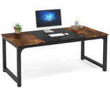 Tribesigns Modern Computer Desk, 63 x 31.5 inch Large Office Desk Computer Table Study Writing Desk Workstation for Home Office, Vintage Black Metal Frame Tribesigns