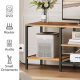 HOOBRO TV Stand with Power Outlets to 75 Inches, TV Console Table with Open Storage Shelves Cabinet, Industrial Media Entertainment Center for Living Room Bedroom, Rustic Brown and Black BF60DS01 HOOBRO