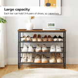 HOOBRO Shoe Rack, 4 Tier Shoe Organizer, Adjustable Shoe Shelves, Flat or Slanted, Holds 9-12 Pairs, Stable and Durable for Entryway, Closet, Rustic Brown and Black BF09XJ01 HOOBRO