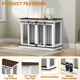 RQZ Double Dog Crate Furniture for 2 Dogs Heavy Duty Wood Dog Cage Table with 2 Sliding Doors and Removable Divider Dog Kennel Indoor for Medium Large Dogs (47" L x 24" W x 35" H) RQZ