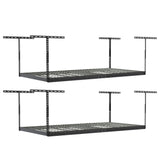 SafeRacks Overhead Garage Storage Rack, Heavy Duty Racks for Garage w/ 600 lb Capacity, Easy Garage Storage Adjustable Storage Rack Ceiling Mount Storage for Garage 4x8 Hammertone 18"-33" 2 Pack SafeRacks
