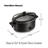 Hamilton Beach Stay or Go Portable Slow Cooker with Lid Lock, Dishwasher-Safe Crock, 6-Quart, Black 33261 Hamilton Beach