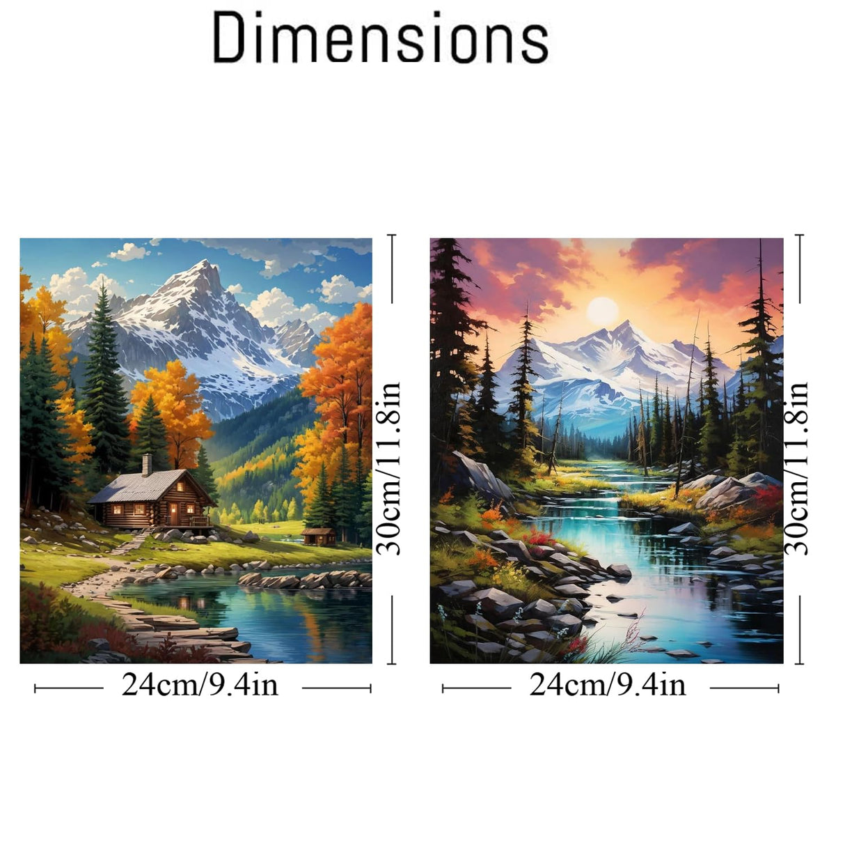 2 Pack Mountain Paint by Numbers Kit for Adults Beginner with Framed,Easy Adult Paint by Number Kits on Canvas DIY Painting for Beginners Art by Numbers for Home Wall Decor 10x12 Inch NEGEKFKX