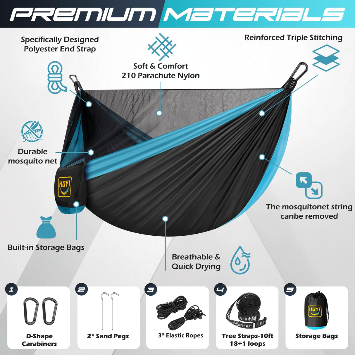 Camping Hammock Mosquito Net,Double & Single Portable Hammocks Hammocks with 2 Tree Straps,Hammock Tent for Travel Camping,Camping Accessories for Indoor Outdoor Hiking Backpacking Backyard Beach HGYI
