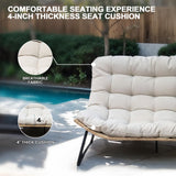 Crestlive Products Outdoor Loveseat, 2 Seater Outdoor Couch with Soft Cushion, All-Weather Boho Rattan Patio Furniture for Balcony, Poolside, Backyard, Porch (Beige) Crestlive Products