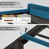 CSZZD King Size Upholstered Bed Frame with Storage Headboard, LED Lights, and Charging Station in Oak Gray CSZZD