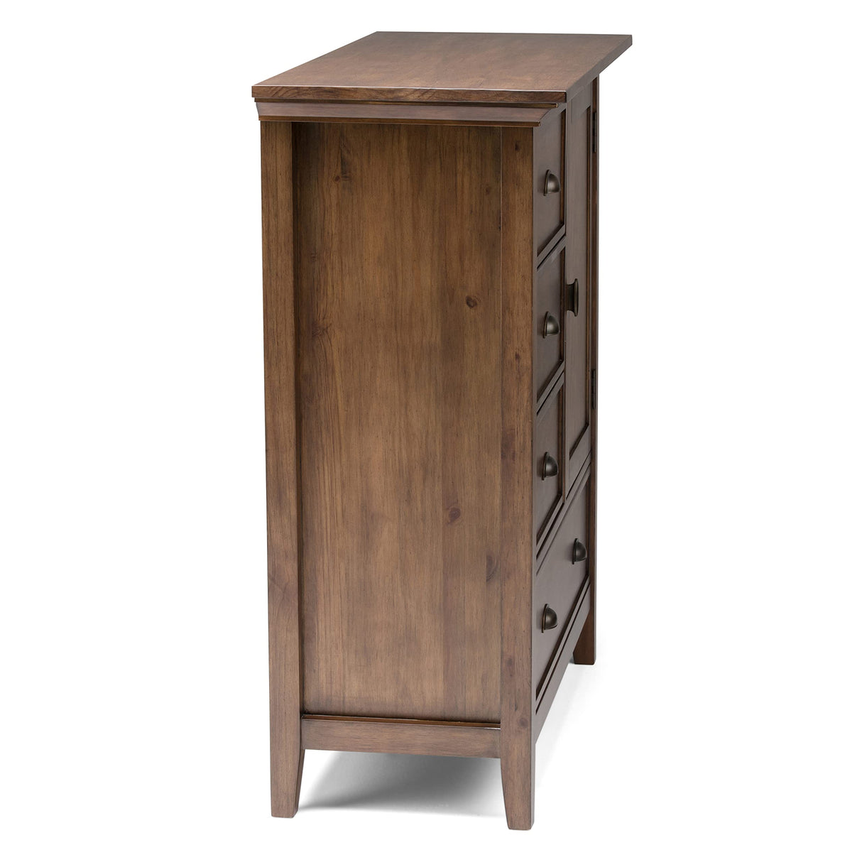 SIMPLIHOME Redmond SOLID WOOD 39 inch Wide Transitional Medium Storage Cabinet in Rustic Natural Aged Brown with 3 Small Drawers, 1 Large Drawer SIMPLIHOME