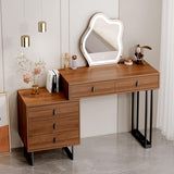 Ieejdn Vanity Desk with Mirror and Lights,Small Makeup Vanity with 5 Large Drawer, Makeup Desk with 3 Color Lighting Modes Adjustable Brightness,Dressing Table for Bedroom,Brown Ieejdn