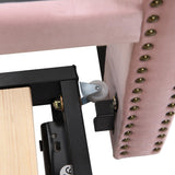 XD Designs Upholstered Daybed with Pop Up Trundle, Twin to King Size Velvet Upholstery Daybed Sofa Bed with Armrests for Bedroom Guest Room Living Room, Maximize Space (Pink-23) XD Designs