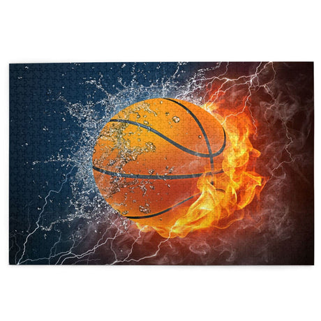 Wooden Jigsaw Puzzles 1000 Piece Basketball Fire Intellective Game for Teens Modern Stylish Home Decoration Futterya