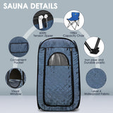 Portable Steam Sauna, Steam Saunas for Home, Personal Sauna for Home, Pop up Sauna Box Tent with 3 L Steamer, 9 Levels, UV Atomization,90 MinTimer, Remote Control, Folding Chair-Blue Sunakie
