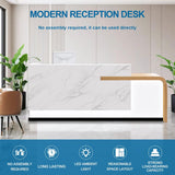 Reception Desk with Counter Modern Front Receptionist Table Large Welcome Desk Checkout Counter for Reception Room, Office, Retail, Lobby, Beauty Salon White Right High Wood and White 87inch/220cm CHARON