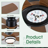 Ceiling Fans with Lights and Remote/APP Control, 41 inch Low Profile Flush Mount Ceiling Fan with Lights, LED Dimmable 5 Reversible Curved Blades 3 CCT 6 Speeds for Bedroom Living Room, Wood Wiviniya