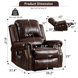HAOMARKETS Classic Power Recliner Chair with Massage and Heat, Breathable Faux Leather Electric Recliner with USB Port, Overstuffed Reclining Sofa with Rivets for Living Room HAOMARKETS