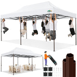 COBIZI 10x20 Pop up Canopy Without Sidewall Heavy Duty Commercial Outdoor Gazebo Easy Up Wedding Party Tents for Parties with Roller Bag, All Season Wind & Waterproof UPF50+(Upgrade Hexagonal Tube) COBIZI