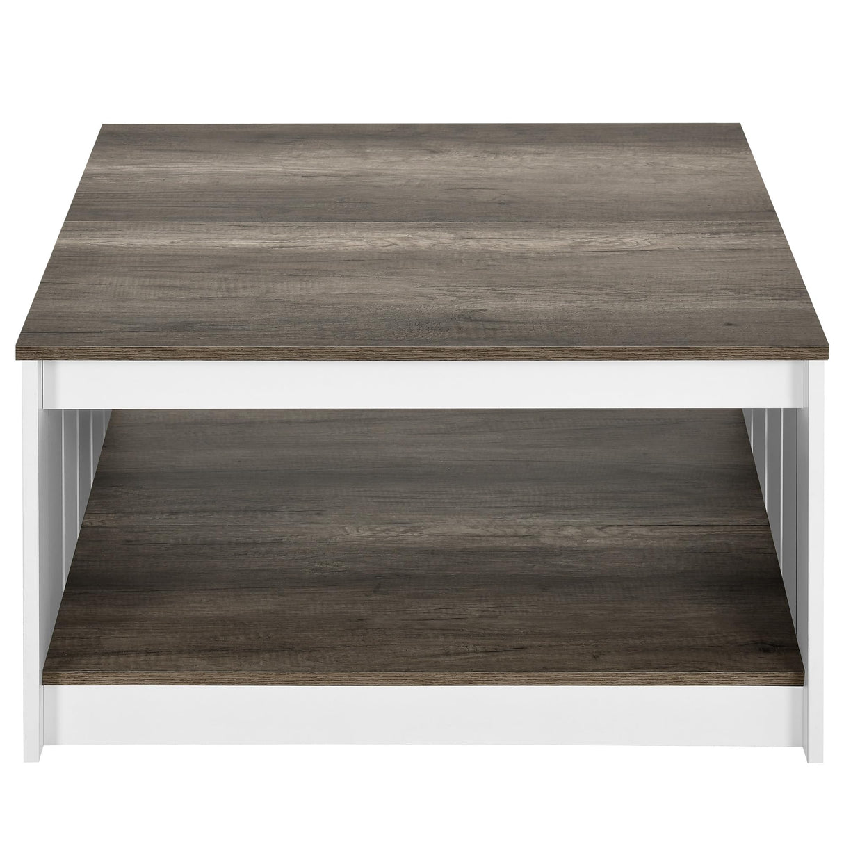 YITAHOME Coffee Table Farmhouse Coffee Table with Storage Rustic Wood Cocktail Table, Square Coffee Tables for Living Meeting Room with Half Open Storage Compartment, Light Brown and White YITAHOME