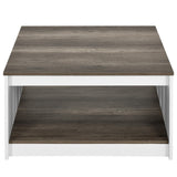 YITAHOME Coffee Table Farmhouse Coffee Table with Storage Rustic Wood Cocktail Table, Square Coffee Tables for Living Meeting Room with Half Open Storage Compartment, Light Brown and White YITAHOME