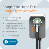 ChargePoint HomeFlex Level 2 EV Charger NACS, Hardwire Electric Car Charger Compatible with Tesla ChargePoint