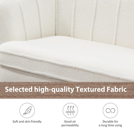 Modern Boucle Loveseat Couch,Futon Small Sofa with Gold Metal Legs ,2-Seater Upholstered Mini Sofa Couches for Small Space,Living Room Bedroom Office Dorm Studio Apartment Love Seat Couche(White) Gustonhon