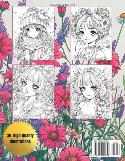 Kawaii Anime Girls Coloring Book: Relaxing Art Therapy for Teens & Adults, 30 Illustrations: "Embrace Your Creative Side: Serene and Playful Designs ... Coloring Books. Cute Art for Anime Lovers.)