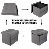 Hamgtrion Ottoman Storage Ottoman Collapsible Ottoman with Storage Foot Rest Small Ottoman with Side Pocket Foot Stools for Living Room Grey L17W13H13inches Hamgtrion