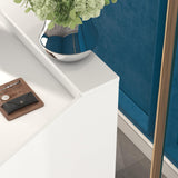 ECACAD Reception Desk with Counter, Office Desk with Modern Pattern, Retail Checkout Counter Table for Clinic Lobby Salon Office, White ECACAD