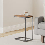 VASAGLE C-Shaped End Table Set of 2, Small Side Table for Couch, Sofa Table with Metal Frame for Living Room, Bedroom, Bedside, Rustic Brown and Black VASAGLE