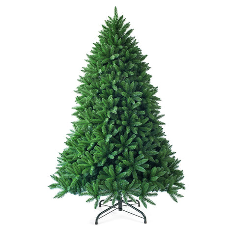 Goplus 5ft Unlit Artificial Christmas Tree, Premium Hinged Fir Tree, Easy Assembly with Metal Stand, Xmas Décor for Indoor and Outdoor (5ft) Goplus