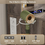 Vabches Makeup Vanity Desk, Vanity Mirror with Lights Desk and Chair,Makeup Table with 3 Large Drawers and 2 Cabinets, Time and Temperature Display, 3 LED Lighting Modes Adjustable, Grey Vabches