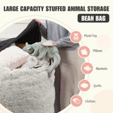 Bean Bag Chair Cover, Waterproof Faux Fur Bean Bag Cover Only(No Filler), 5FT Round Beanbag Chair with Pocket, Big Giant Bean Bags Chairs for Adults Kids Teens, Stuffed Animal Storage ODreamyDogs