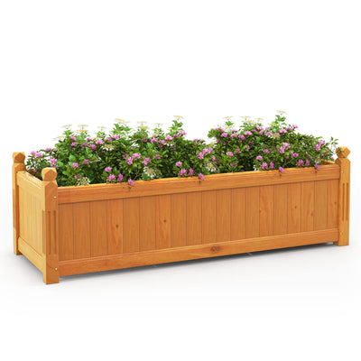 HAPPYGRILL Raised Garden Bed, Elevated Planter Box with Drainage Holes, Outdoor Wood Planter Container for Vegetables Flowers & Herbs, Planter Raised Beds for Garden, Patio, Balcony