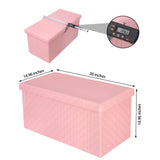 B FSOBEIIALEO Folding Storage Ottoman, Faux Leather Footrest Seat Long Bench Toy Box Chest for Girls, Pink 30"x15"x15" B FSOBEIIALEO