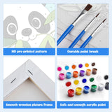 MXJSUA 4 Pack Framed Canvas Paint by Numbers for Kids Adults, Cute Pandas Paint by Numbers Kit for Children Beginners, DIY Acrylic Painting Craft Kits for Home Wall Decor, 8x8 inch MXJSUA