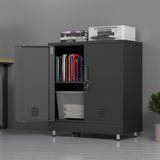 JINGUR Metal Storage Cabinet with Locking Doors and Adjustable Shelf, Small Lockable Sideboard Buffet Cabinet for Home Office Hallway Entryway Living Dining Room (Black) JINGUR