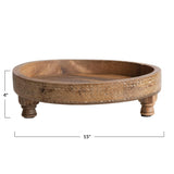 Creative Co-Op Boho Footed Wood Carved Design, Natural Decorative Tray Creative Co-Op