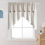 AiFMQQ Farmhouse Boho Linen Button Arched Valance Curtains for Kitchen Window Dining Room Cafe Valance for Small Windows Bathroom Macrame Valances Rod Pocket 1 Panel (Beige Arched, W52 L35 inch) AiFMQQ