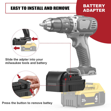 Adapter for DeWalt to Milwaukee Battery, Aikeec Battery Adapter for DeWalt 18 20V Lithium Battery Convert to for Milwaukee 18V M18 Battery Use for Milwaukee M18 Cordless Power Tool (Adapter only) aikeec