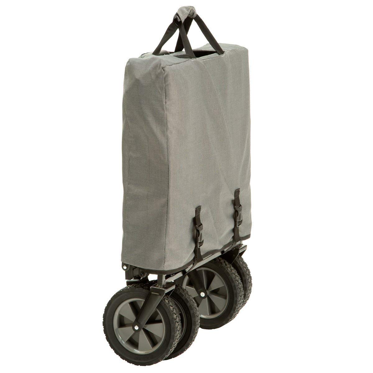 MacSports Collapsible Outdoor Utility Wagon with Folding Table and Drink Holders, Gray