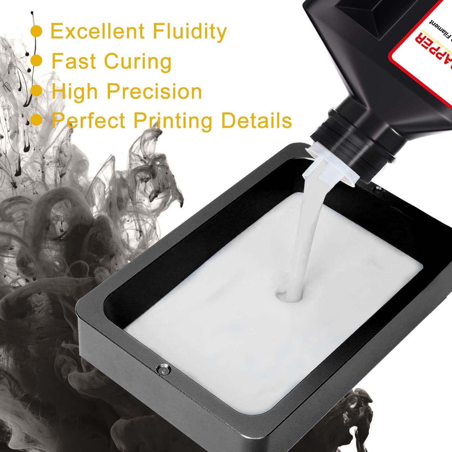 RepRapper 3D Printer Resin with High Precision and High Toughness, 405nm Fast UV-Curing Standard Photopolymer Linear SLA 3D Printing Resin Suitable for EMAKE3D Galaxy1 SLA Printer, White 1000 - WoodArtSupply